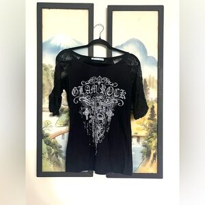 Gothic Top with Sheer Short Sleeves